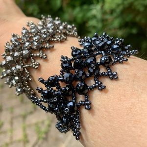 🌷3 for$25🌷Unbranded, Pair of Gold & Grey Seed Bead & Facetted Bead Bracelets
